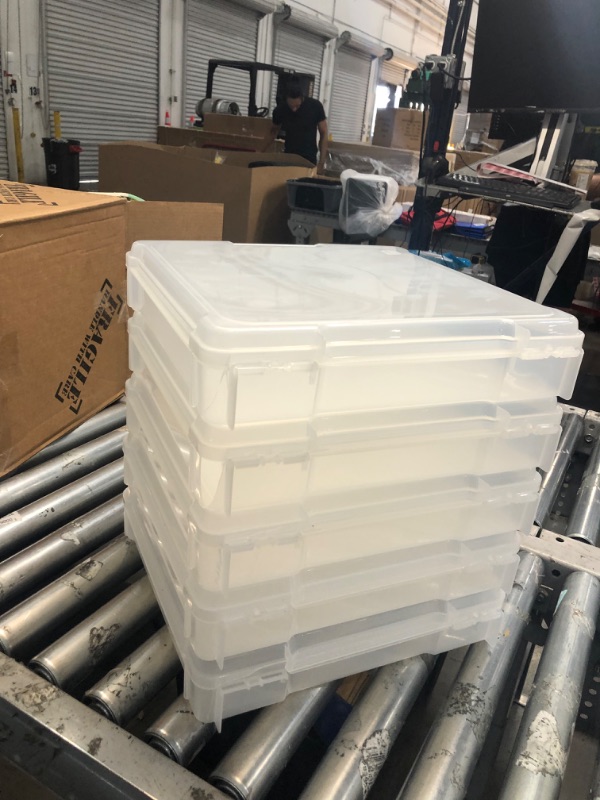 Photo 1 of IrisClassroom Craft Project Box – Stacking Plastic Organizer Fits 12x12 Scrapbooking Paper, Clear, 6-Pack (63209U05C)