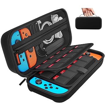Photo 1 of Daydayup Switch Carrying Case Compatible with Nintendo Switch/Switch OLED, with 20 Games Cartridges Protective Hard Shell Travel Carrying Case Pouch for Console & Accessories, Black