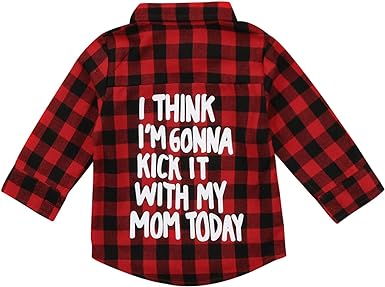 Photo 1 of Bihanvse Kids Toddler Boys Girl Plaid Shirt Letter Printed Tops Shirt Long Sleeve Plaid Shirt Summer