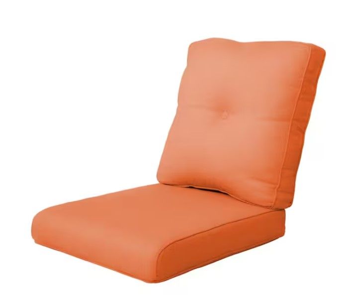 Photo 1 of 22 in. x 24 in. 2-Piece CushionGuard Outdoor Lounge Chair Deep Seat Replacement Cushion Set in Orange
