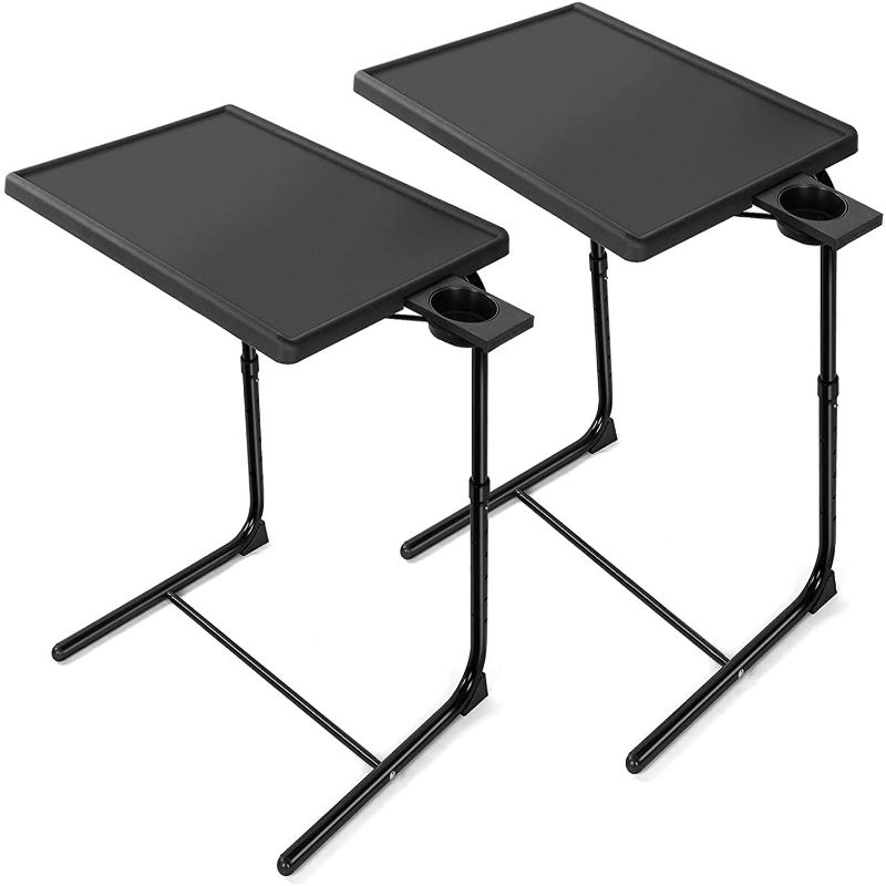 Photo 1 of 2 Pack Folding 6 Height & 3 Tilt Angles TV Tray Table Set Sofa Desk TV Dinner Tray for Home Office,Black