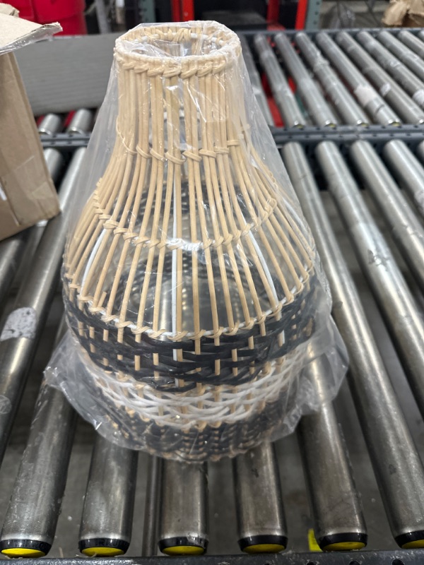 Photo 1 of Arturesthome Rattan Pendant Light for Kitchen Island, Handmade Woven Hanging Ceiling Light Lampshade for Living Room Bedroom - 9.8" x 13.7"