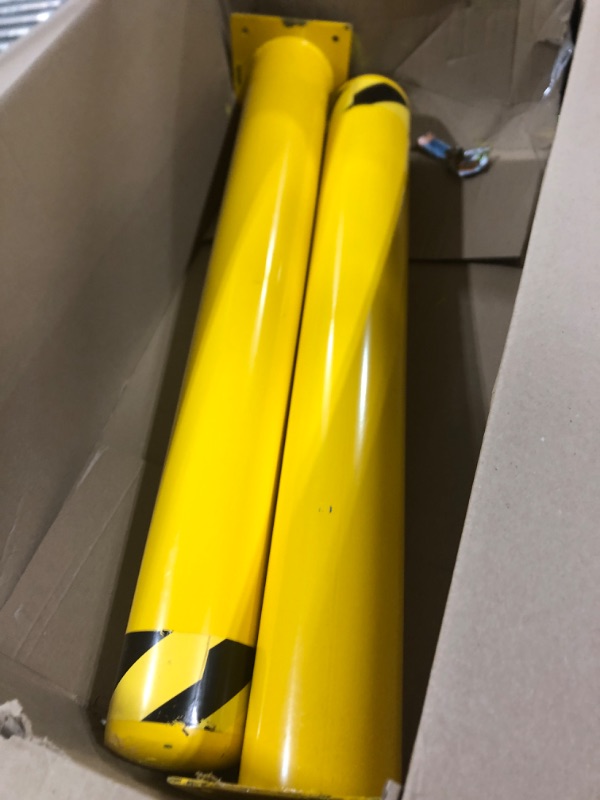 Photo 2 of DorBuphan 2Packs 36-4.5 Bollards 4-1/2" OD 36" Height Safety Bollard Yellow Powder Coat Street Bollard Parking Post 4 Free Anchor Bolts for Garage or Parking Lot 36"H X 4.5"D