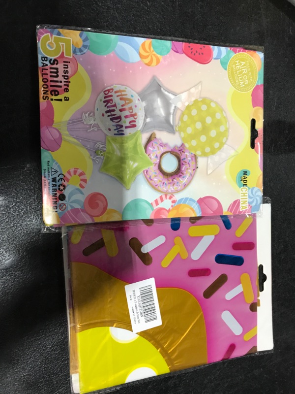 Photo 1 of 2 Doughnut Candy Aluminum Foil Balloons set, 5pcs pink series Kids Cartoon Mylar Balloons? for Summer Kids Birthday,Baby Shower,Candyland Sprinkle Party Decorations