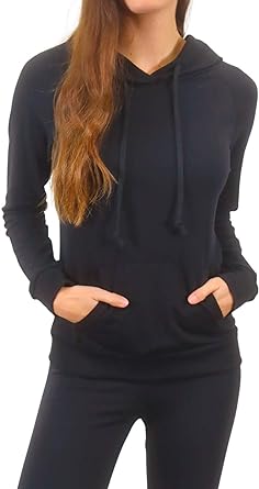 Photo 1 of [Size XL] Pure Look Women's Pullover Lightweight Front Pocket Hoodie Sweatshirt- Black