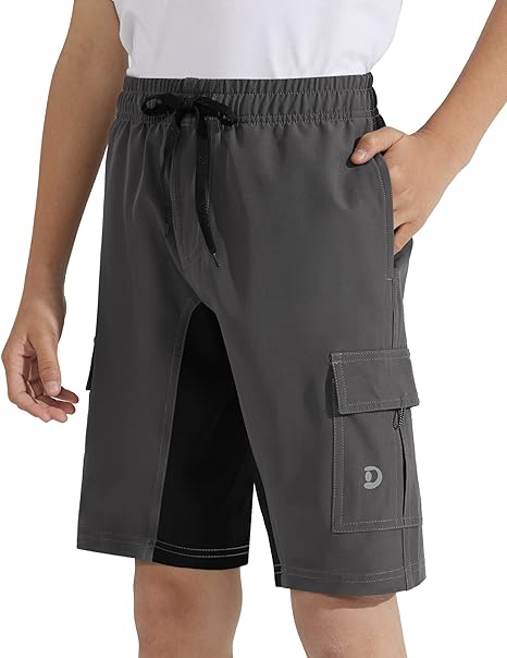 Photo 1 of [Size S] Dizoboee Boys Cargo Shorts Youth Outdoor Camping Hiking Shorts Kids Athletic Shorts with Zipper Pockets 