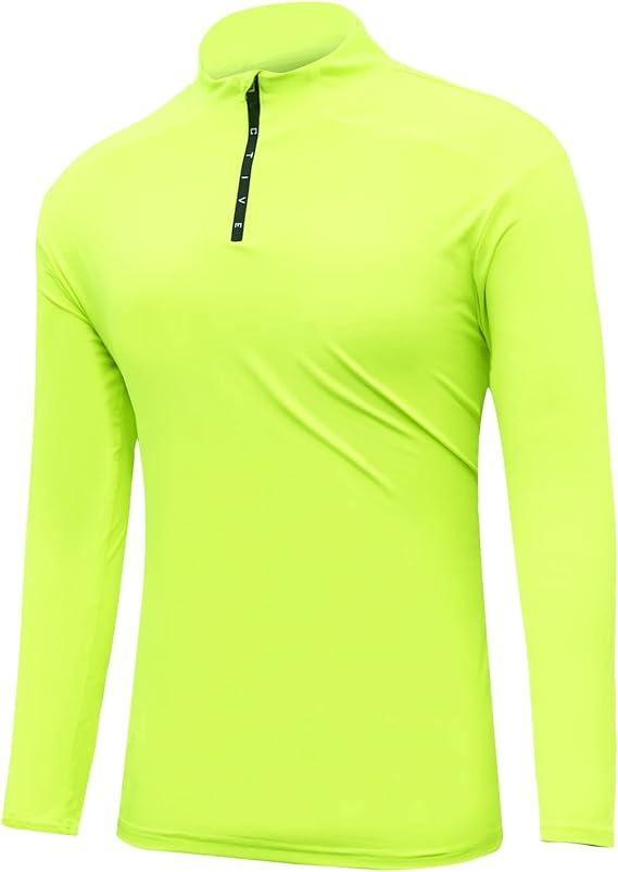 Photo 1 of [Size L] FRTCV Mens Shirts Quarter Zip – Long Sleeve Workout T Shirts Athletic Golf Tshirt Quick Dry Running Top T-Shirts -Yellow