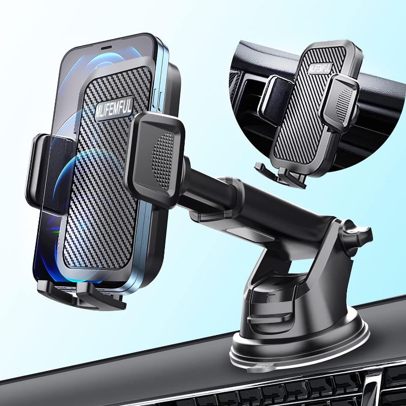 Photo 1 of MLIFEMFUL Phone Mount for Car, 3 in 1 Car Phone Holder Mount Telescopic Long Arm, Cell Phone Holder for iPhone & All Smartphone Mount Dashboard Windshield Vent Clip Compatible
