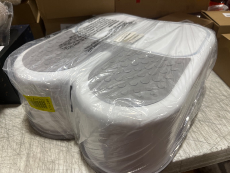 Photo 1 of UNCLE WU Foldable 2-Step Stool for Kids - 15.2" Height, Anti-Slip, Durable - Perfect for Potty Training, Kitchen & Bathroom Use, with Safe Handles Gray White