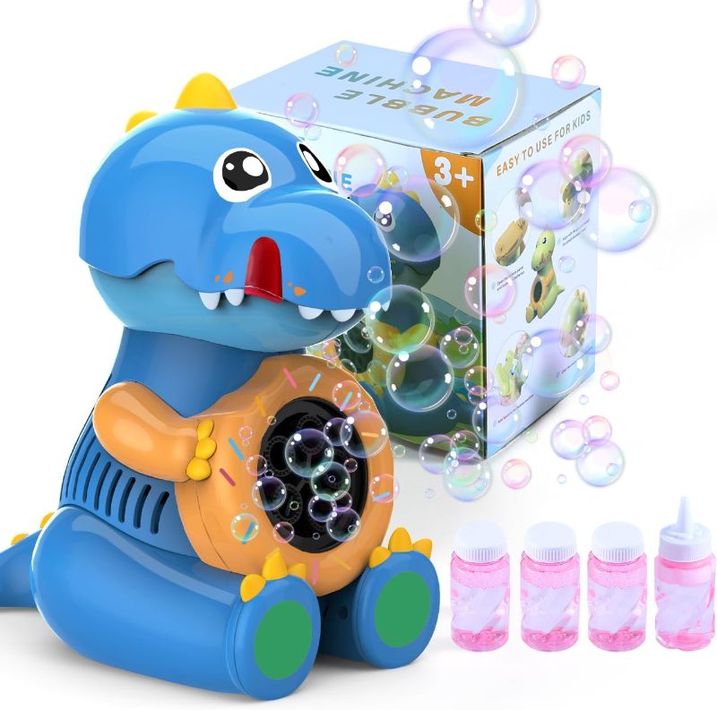 Photo 1 of Bubble Machine for Kids, Automatic Dinosaur Bubble Machine, 3000 Bubbles Per Minute Bubbles, Summer Outdoor Dinosaur Toy for 3 4 5 6 7 Year Old Boys Girls Birthday Gift Present-Blue
