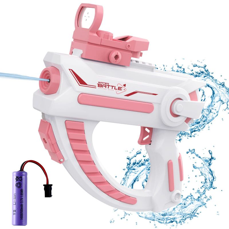 Photo 1 of Automatic Water Gun Electric Squirt Water Blaster Guns Soaker Squirt Summer Squirt Shooter Gun Toy Water Gun for Girls Outdoor Swimming Beach Water Fighting Toys Pink