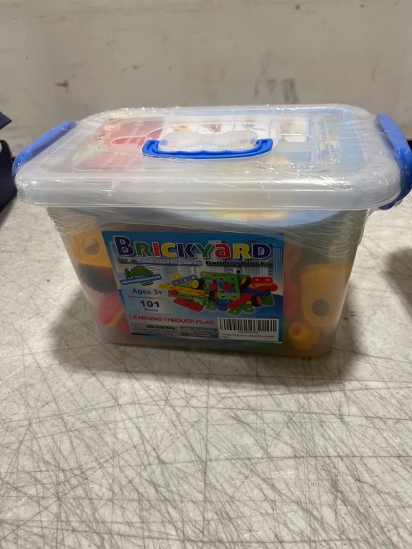 Photo 1 of Brickyard Building Blocks STEM Toys - Educational Building Toys for Kids Ages 4-8 with 101 Pieces, Tools, Design Guide and Toy Storage Box, Gift for Boys & Girls

