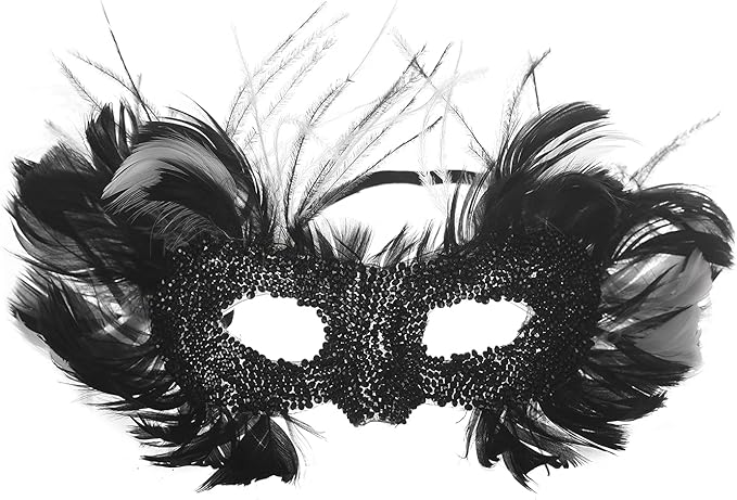 Photo 1 of FYXZHUO Feather Cruella deVil Masquerade Mask Party Masks for Halloween Christmas
