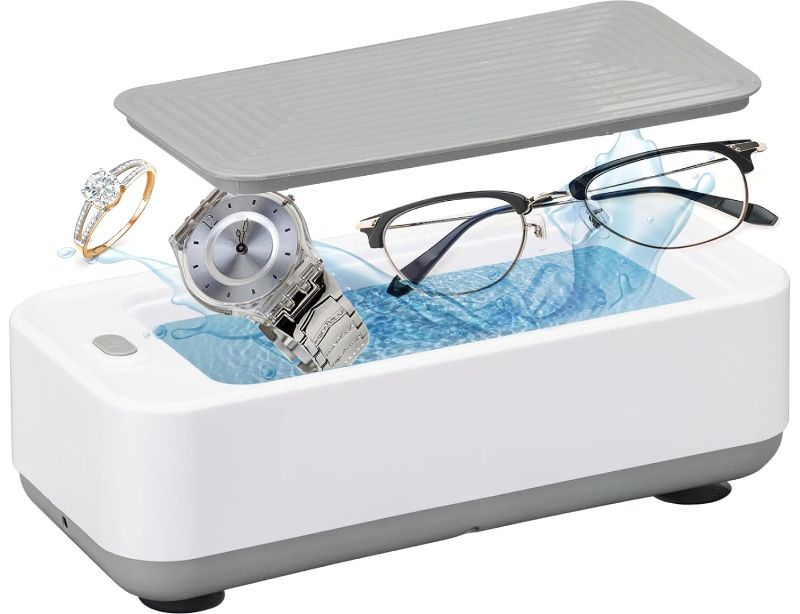 Photo 1 of 2023 Ultrasonic Jewelry Cleaning Machine with 45kHZ Stainless Steel Tank for Eye Glasses, Watches, Earrings, Ring, Necklaces, Coins, Razors
