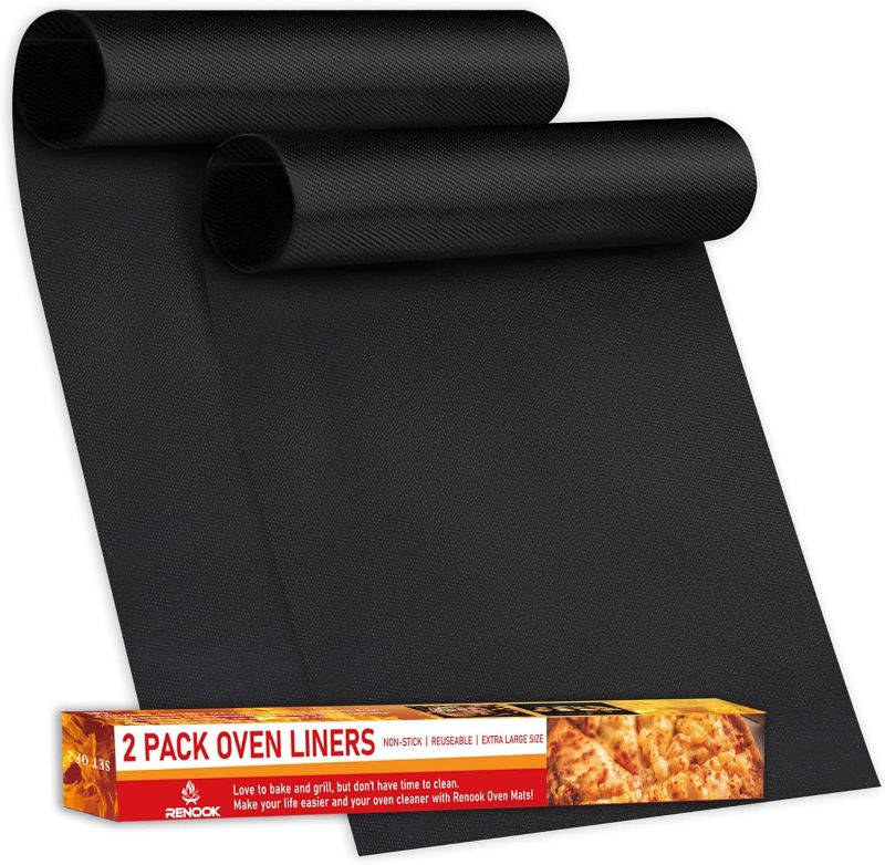Photo 1 of RENOOK Oven Liner, 4 Pack Thick Heavy Duty Bottom of Oven Liner Mat Set, 15.75"x23" BPA and PFOA Free, Kitchen Friendly Cooking Accessory 