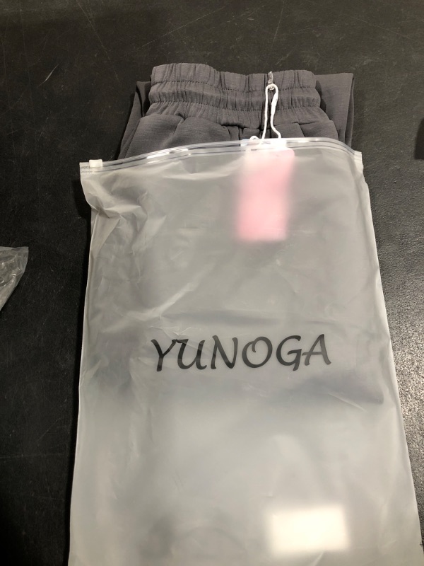 Photo 2 of YUNOGA Women's Baggy Sweatpants High Waisted Athletic Joggers Pants with Pockets Drawstring Lounge Trousers X-Small Steel Gray