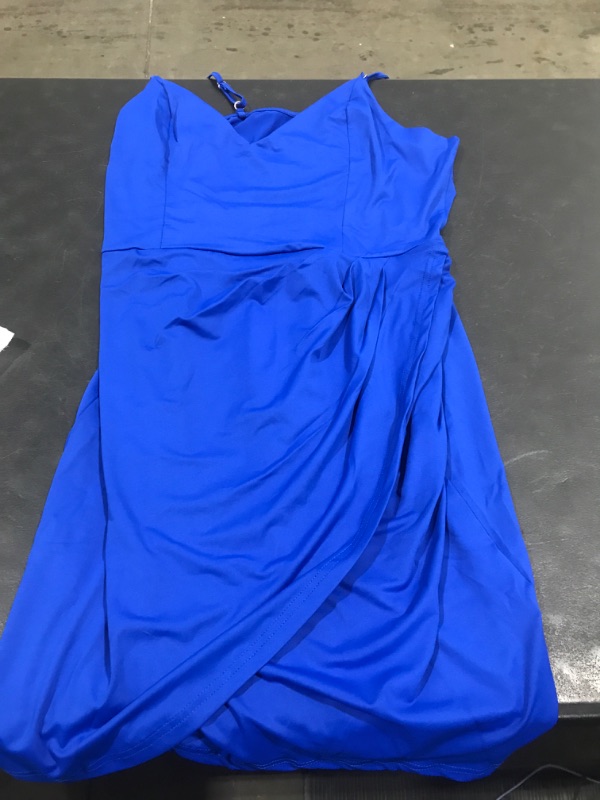 Photo 2 of !!DRESS IS BLUE NOT BLACK!!  
Women Summer Sleeveless Bodycon Dress V Neck Slim Fit Short Casual Ruched Party Club Mini Dresses SIZE 2XL  
!!DRESS IS BLUE NOT BLACK!!