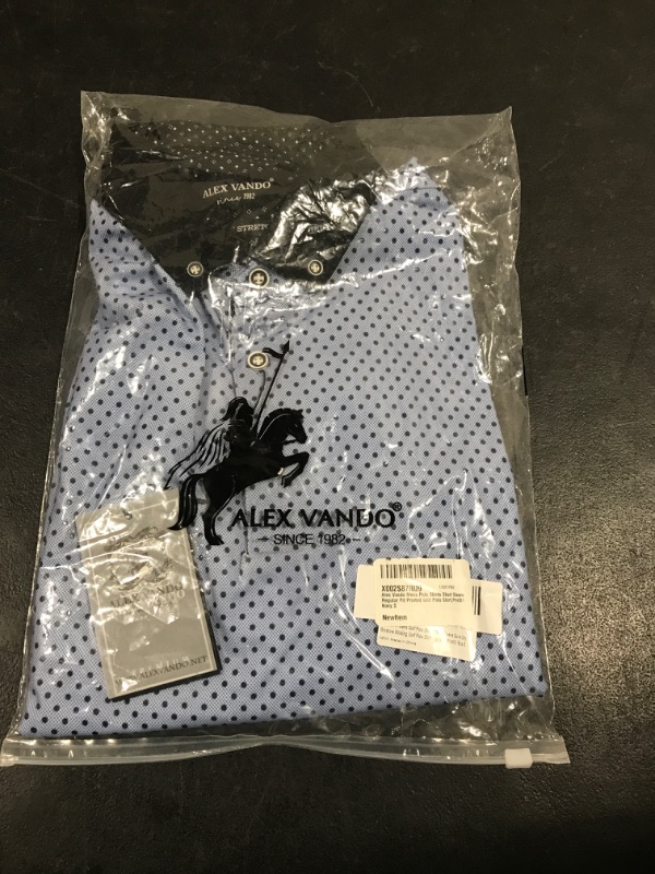 Photo 1 of Alex Vando Mens Polo Shirts Short Sleeve Regular Fit Fashion Designed Shirt SIZE S
