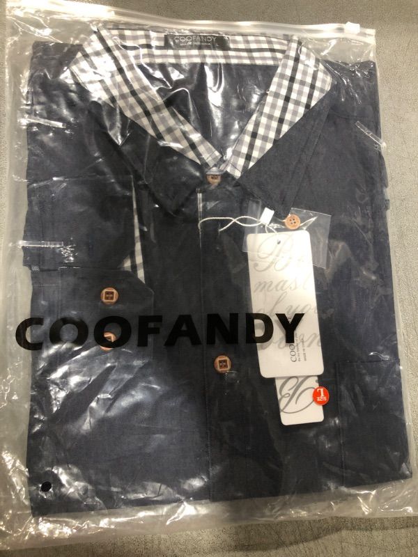 Photo 2 of COOFANDY Men's Casual Dress Shirt Button Down Shirts Long Sleeve Denim Work Shirt / SIZE LARGE 
