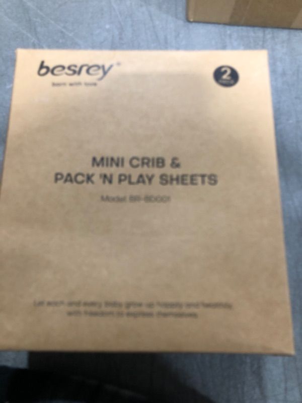 Photo 2 of Besrey Pack N Play Sheets, Premium Stretch Fitted Portable Mini Cribs Playards Sheets, Ultra Soft Breathable Jersey Knit Cotton Blend, 2 Pack with Storage Bag for Baby Girl& Boy(Boho Rainbow Birds) Bohemia Style Mini crib, pack n play
