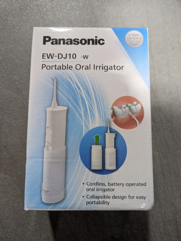 Photo 2 of Panasonic Portable Water Flosser, 2-Speed Battery-Operated Oral Irrigator with Collapsible Design for Travel – EW-DJ10-W (White) Portable Water Flosser White