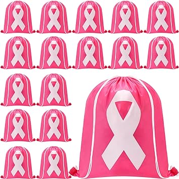 Photo 1 of `Sanwuta Breast Cancer Awareness Drawstring Bags Bulk Pink Drawstring Backpack for Women Sport Work Travel (Pink ) 
