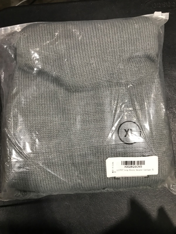 Photo 1 of [Size XL] LookbookStore Women Open Front Knit Cardigan Leopard Print Button Down Sweater Coat X-Large 1 Dark Grey
