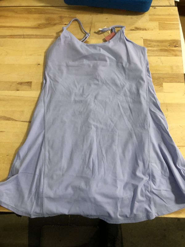 Photo 2 of [Size S] Women's Tennis Dress with Built-in Shorts & Bra Athletic Adjustable Straps Workout Dress Exercise Golf Dresses with Pockets Small Lavender Purple