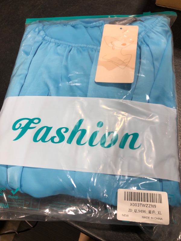 Photo 1 of BTFBM Women's 2023 Fall Two Piece Outfits Satin Crew Neck Long Sleeve Crop Top and Flowy Maxi Skirt Set Size XL (Stock picture similar) 