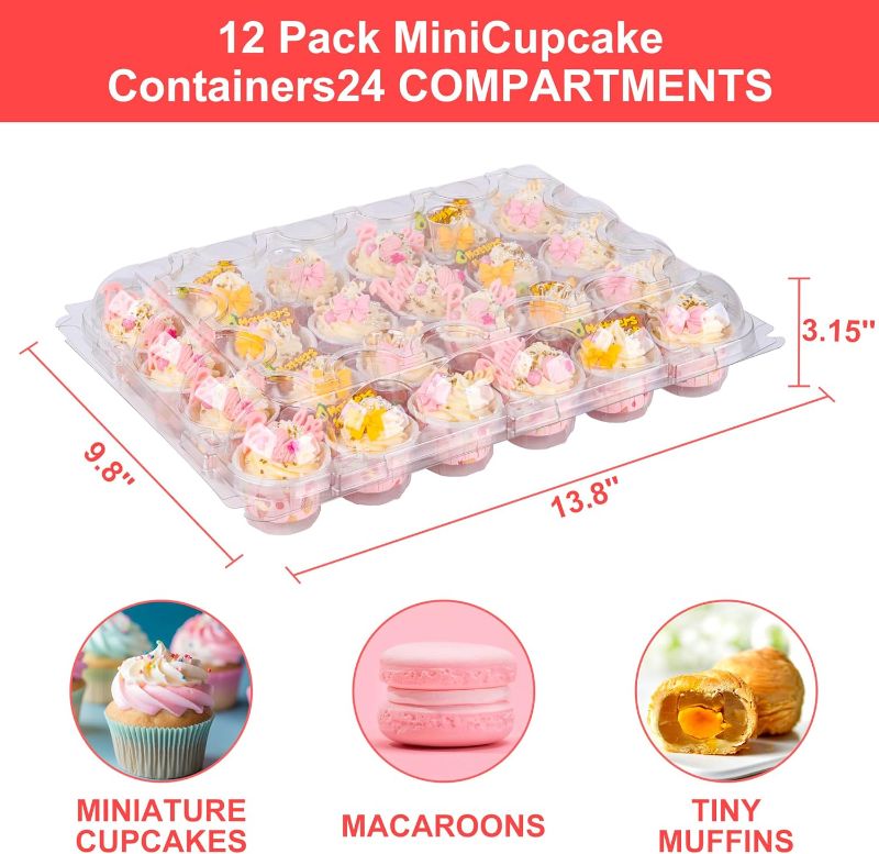 Photo 2 of 3unshine Mini Cupcake Containers - 24 Count Cupcake Boxes with 300 Cupcake Liners and 15 forks - Perfect for Kids, Students, and Adults!