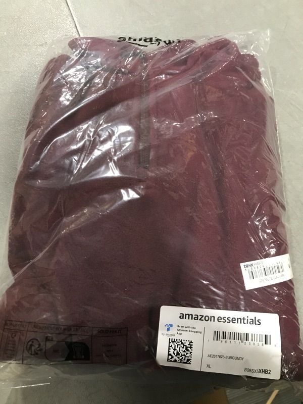 Photo 2 of Amazon Essentials Men's Quarter-Zip Polar Fleece Jacket Polyester Burgundy size X-Large