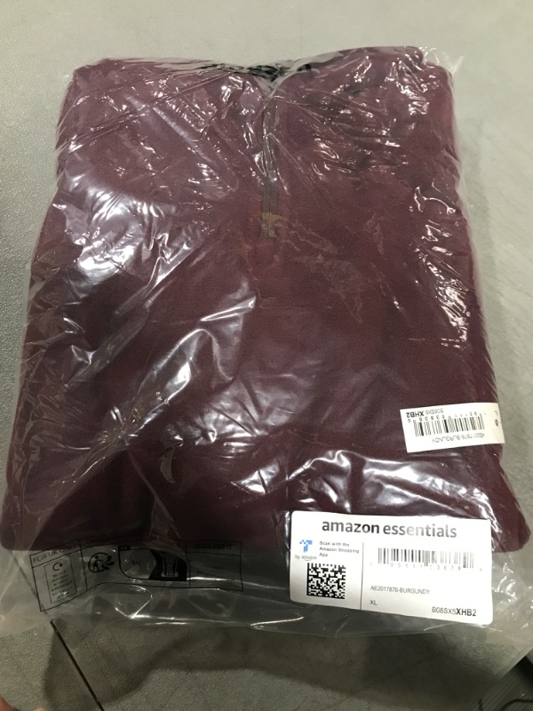 Photo 1 of Amazon Essentials Men's Quarter-Zip Polar Fleece Jacket Polyester Burgundy size X-Large