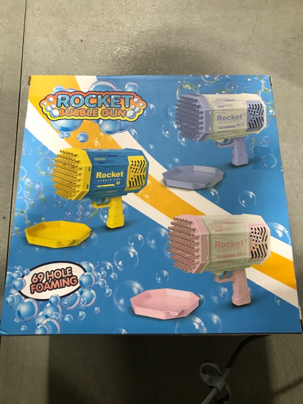 Photo 1 of Bubble Gun Rocket 69 Holes Soap Blaster Machine, Bazooka Bubble Launcher Blower Toys for Kids Outdoor Indoor, Bubble Maker for Party Birthday Wedding