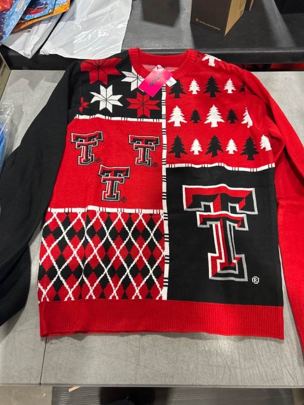 Photo 2 of FOCO Men's NCAA Busy Block Ugly Sweater Texas Tech 9-567 Team Color