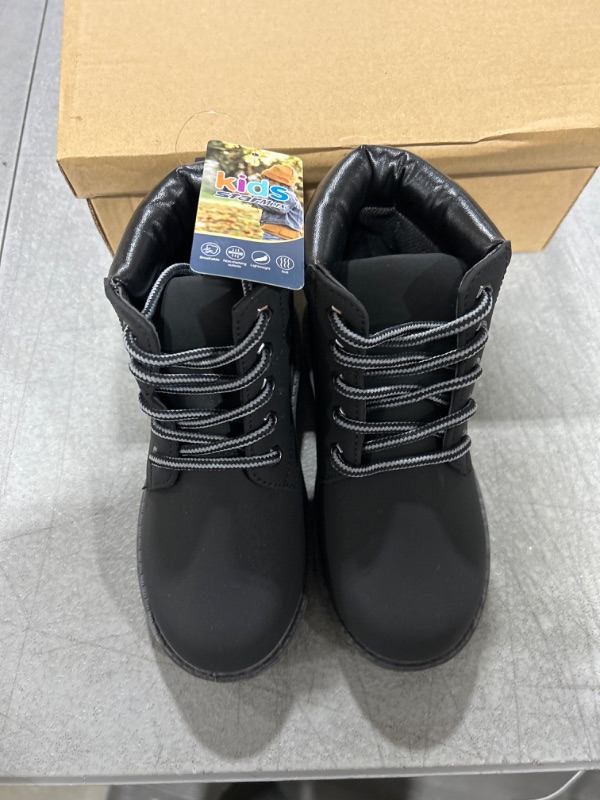 Photo 2 of starmerx Boys Work Boots Kids Lace Up Ankle Boots Classic Combat Boots (Toddler/Little Kid/Big Kid) 12 Little Kid Black