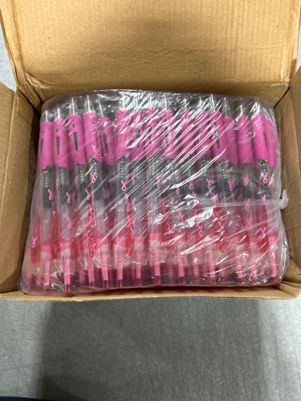 Photo 2 of 200 Pcs Breast Cancer Awareness Pens Pink Ribbon Pens Bulk Retractable Gel Roller Ball Pen Fine Point Gel Ink Pens Breast Cancer Accessories for Women Girls Gift
