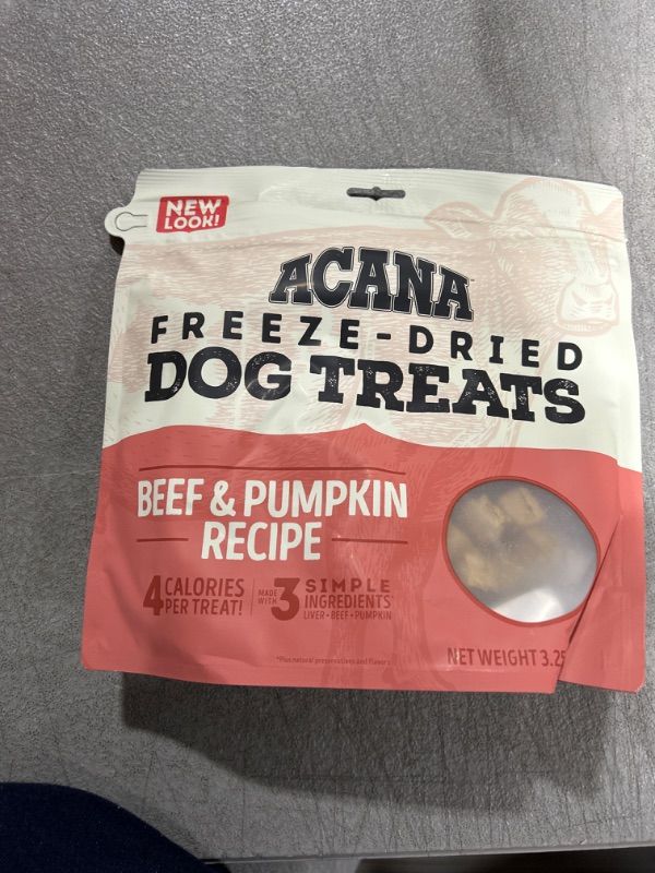 Photo 2 of ACANA Singles Freeze Dried Dog Treats, Limited Ingredient Grain Free Beef & Pumpkin Recipe, 3.25oz Freeze-Dried Treats Beef & Pumpkin 3.25oz