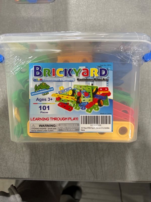 Photo 2 of Brickyard Building Blocks STEM Toys - Educational Building Toys for Kids Ages 4-8 with 101 Pieces, Tools, Design Guide and Toy Storage Box, Gift for Boys & Girls