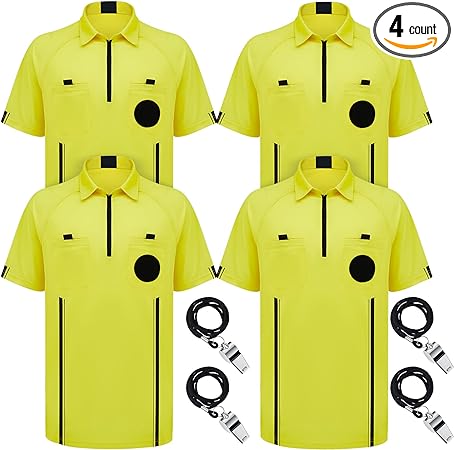 Photo 1 of 4 Pack Soccer Referee Shirt with Whistle - size Medium
