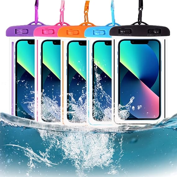 Photo 1 of MSERICH Universal Waterproof Case, Waterproof Phone Pouch Compatible for iPhone 13 12 11 Pro Max XS Max,Galaxy S21 S20 S10 S9 Note 10 9 Pixel Up to 7.8", IPX8 Cellphone Dry Bag -5 Pack
