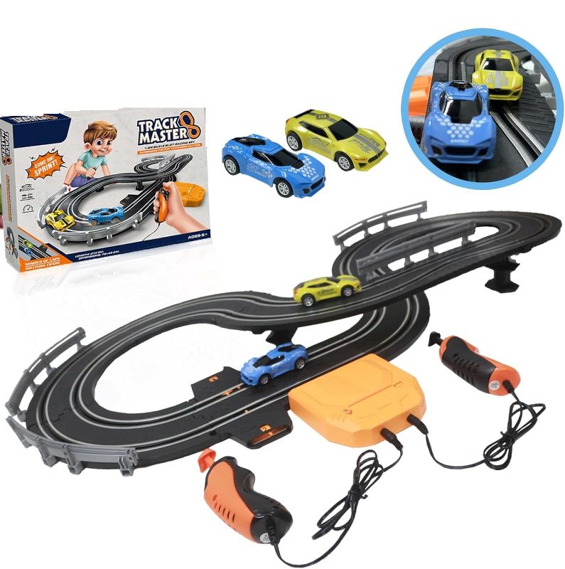 Photo 1 of Car Toys for 3 Year Old Slot - Car Race Track Toys with 4pcs Speed Cars & 22FT Dual Racing Game Lap Overpass Track - Battery or Electric Race Car Track for Boys Girls Age 4-12
