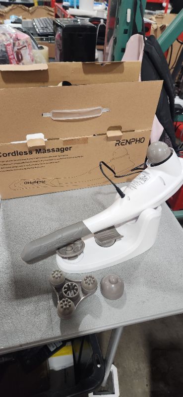 Photo 2 of RENPHO Rechargeable Hand Held Deep Tissue Massager for Muscles, Back, Foot, Neck, Shoulder, Leg, Calf Cordless Electric Percussion Body Massage, White
