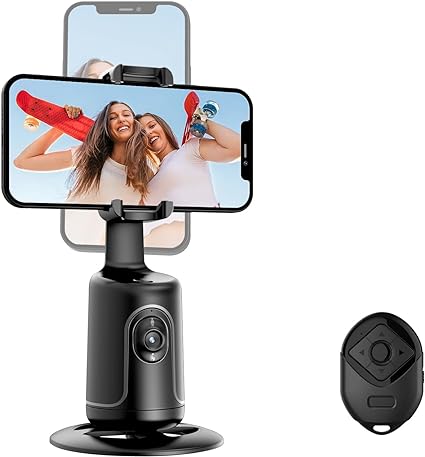 Photo 1 of AFARER 2023 Auto Face Tracking Phone Holder with Remote, 360°Rotation Phone Camera Mount, Face Body Rotating Gesture Control Moving Tripod for Phone Video,Vlog No APP -Black
