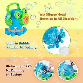 Photo 1 of COSILY Bubble Machine, Octopus Bubble Blower 2500+ Bubbles Per Minute, Automatic Head-Shaking Bubble Maker Machine, Birthday Party Gift Outdoor Toys for Boys and Girls Kids Toddlers Age 3+ (Blue)
