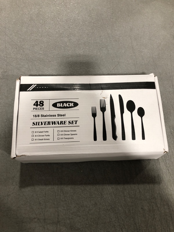 Photo 2 of 48 Pcs Black Silverware Set