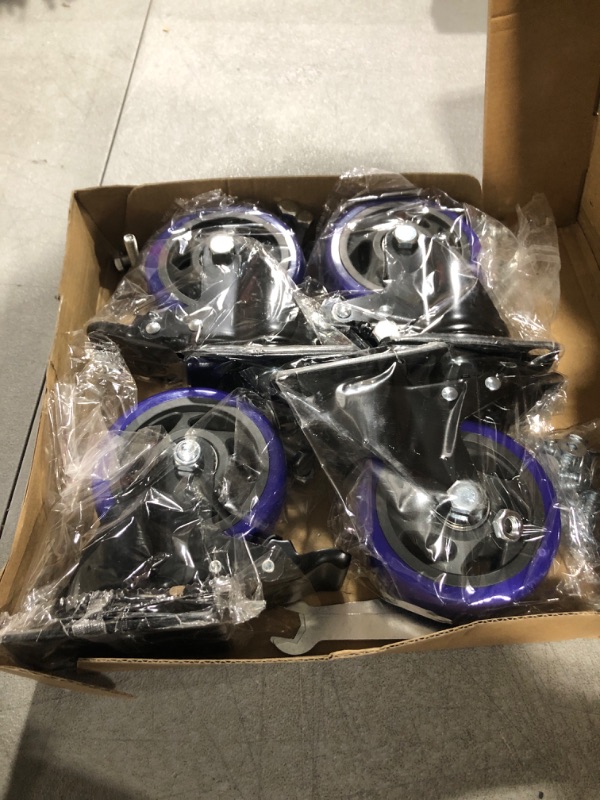 Photo 1 of 4 Inch Caster Wheels with Brake, Heavy Duty Casters Set of 4 2000lbs, Swivel Plate Casters with Double Ball Bearings, Industrial Caster Wheels for Cart,Furniture,Workbench,Trolley(Two Hardware Kits) 