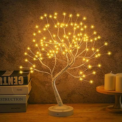 Photo 1 of Anycosy Tabletop Bonsai Tree Light, 21'' 96 LED Artificial Crystal Stone Tree Lamp with 8 Modes & Timer, USB & Battery Operated LED Tree Lights for Party Wedding Christmas /