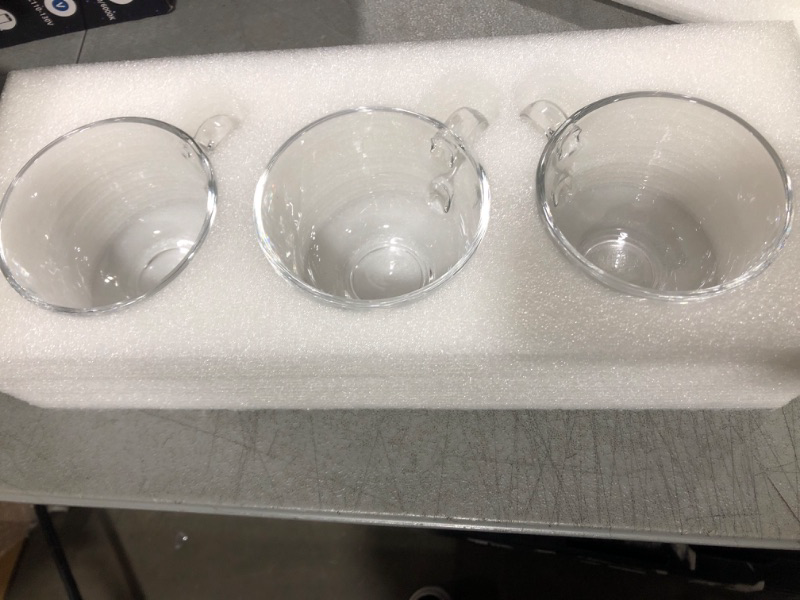 Photo 1 of 3 Pcs Glass Cereal Bowl Clear Soup Pasta Noodles Salad Bowl with Handle Breakfast Milk Cups Nut Oatmeal Tempered Glass Microwave Safe Liquid Bowl for Snack Ice Cream Coffee,470ML 3pcs-470ml