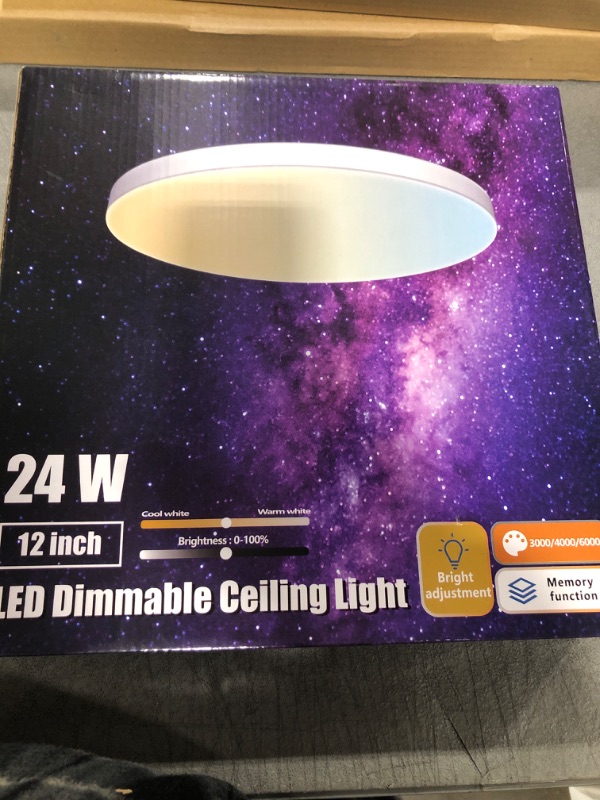 Photo 2 of 12Inch Led Flush Mount Ceiling Light,28W 3200LM Dimmable Light Fixture,Wall Switch Control 3000K/4000K/6500K Super Bright Ultra Thin Ceiling Light for Kitchen Living Room 