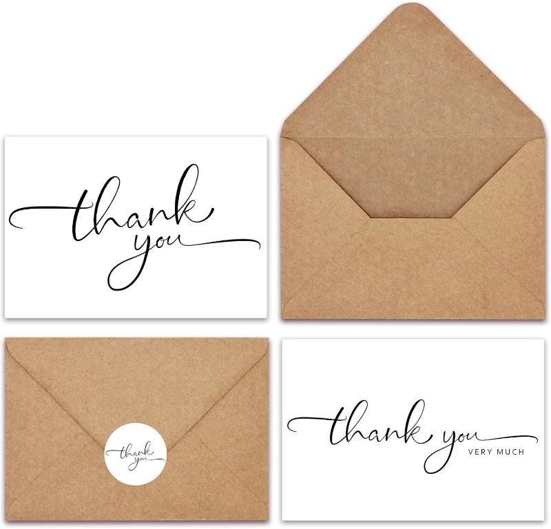 Photo 1 of Hidreas 100 Pack Thank You Cards with Envelopes and Stickers, 4x6 Inch Thank You Cards Bulk Suitable for Business, Wedding, Baby & Bridal Shower, Small Business, Graduation, Funeral, Birthday
